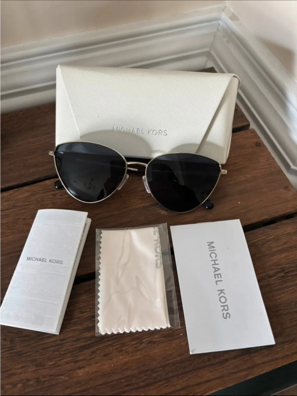 Michael Kors Gold Frame Black Lens Cat-Eye Sunglasses